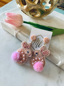 Bunny Seed Bead Earrings Easter