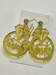 Gold Acrylic Bridge Ring Earrings