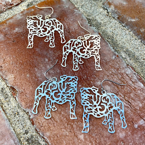 Bulldog Filigree Earrings Gold Silver