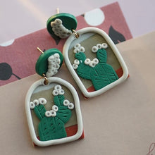 Cactus with Flowers Clay Earrings