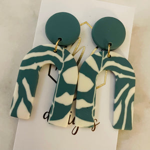 Green White Clay Earrings