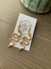 Rhinestone Snake Earrings Gold