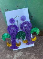 Mardi Gras Crawfish Fleur De Lis King Cake Earrings