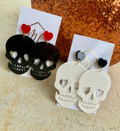 Glitter Skull Acrylic Earrings Halloween
