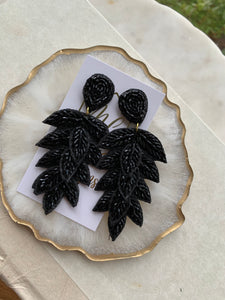 Beaded Leaf Earrings