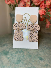 Tiered Silkscreen Coral Tan and Black Earrings