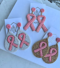Breast Cancer Beaded Earrings
