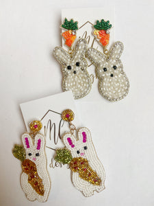 Beaded Easter Bunny Dangle Earring