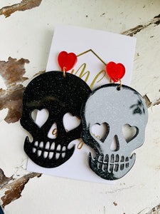 Glitter Skull Acrylic Earrings Halloween