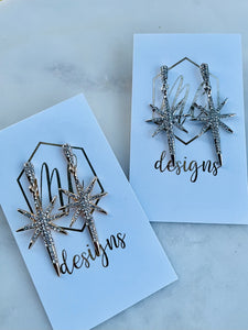 Elongated rhinestone starburst earrings