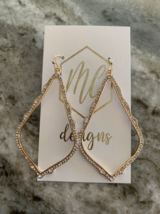 Large rhinestone teardrop earrings
