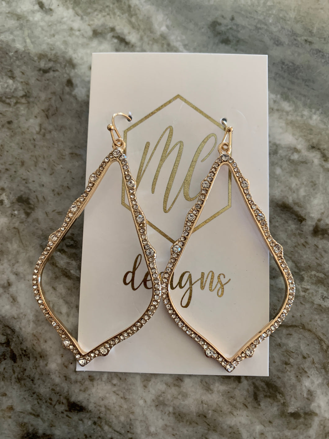 Large rhinestone teardrop earrings