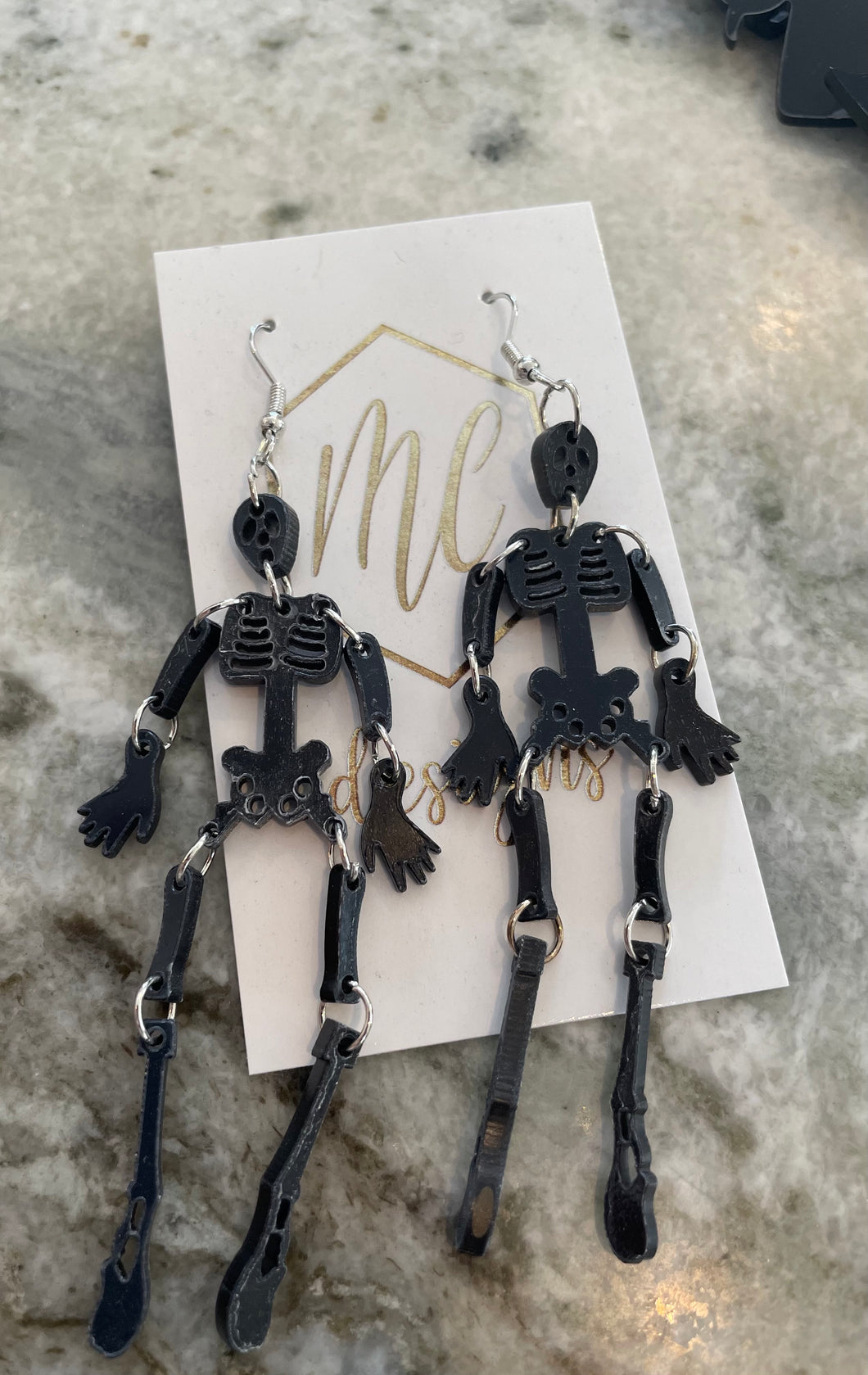 Black Skeleton Earrings Halloween