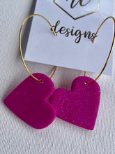 Medium clay polymer Heart Hoop earrings