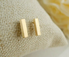 Brushed Gold or Silver Bar Stud Earrings