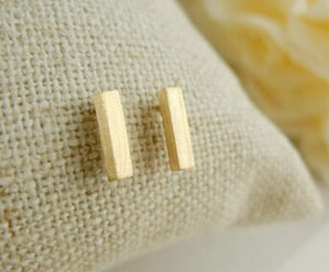 Brushed Gold or Silver Bar Stud Earrings