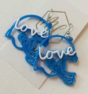 Football Helmet Love Earrings