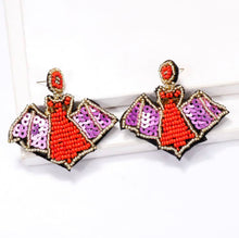 Sequin Beaded Bat Halloween Earrings