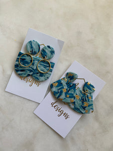 Blue Marbled Clay Earrings