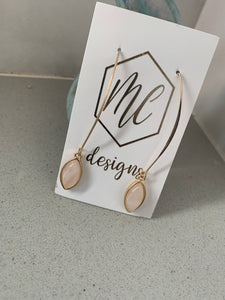 Fish Hook Earring with Light Pink Marquee