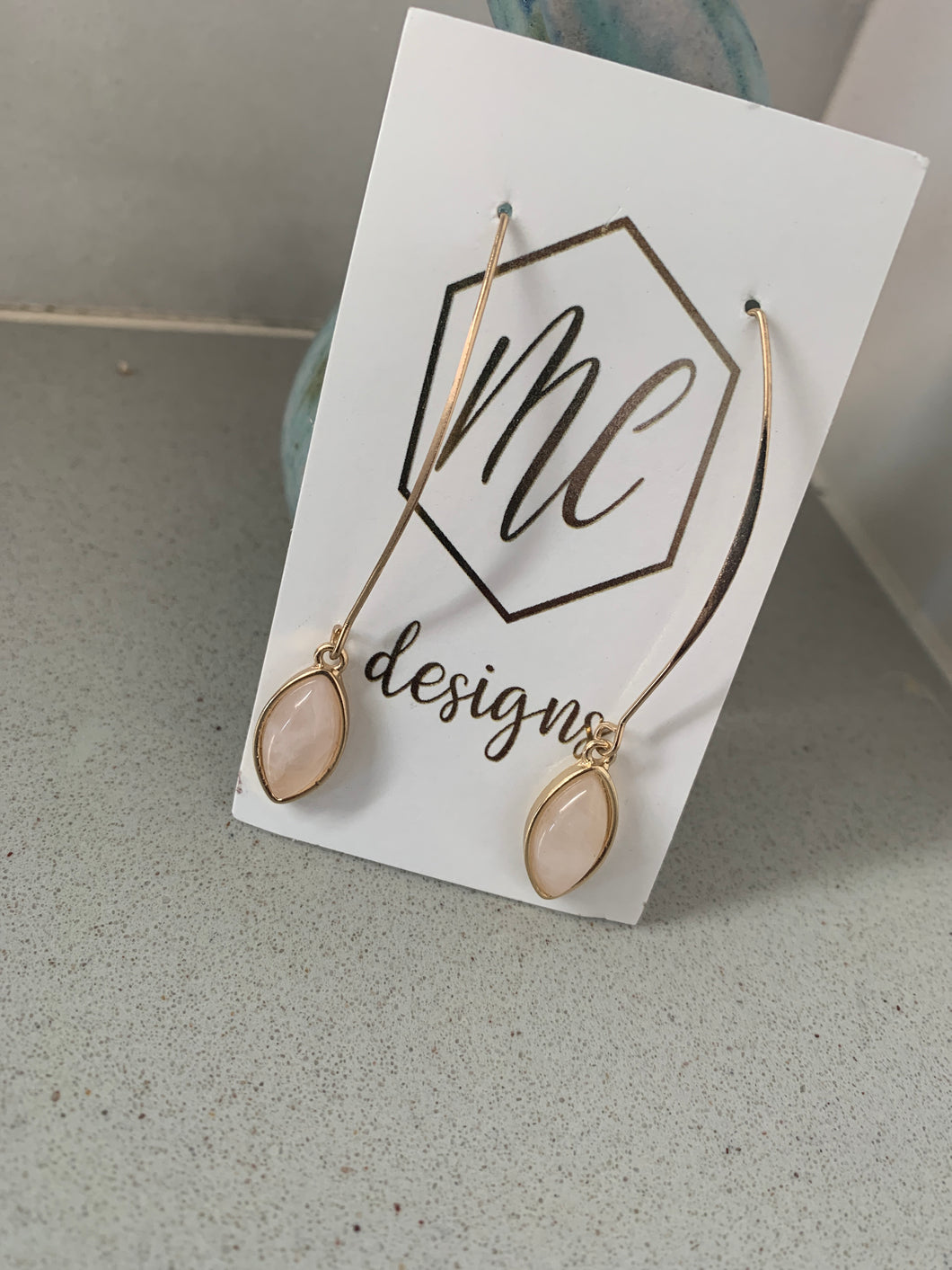 Fish Hook Earring with Light Pink Marquee