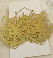 Tiger Earrings Gold and Silver Metal Filigree