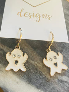 Small Ghost Hoop Earrings Halloween