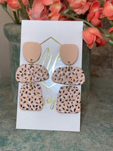 Tiered Silkscreen Coral Tan and Black Earrings