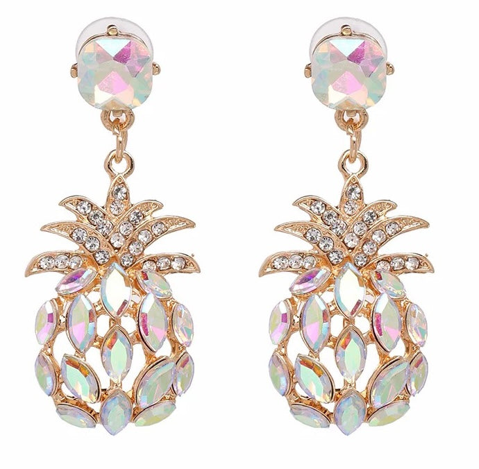 Rhinestone Pineapple Earrings Elegant