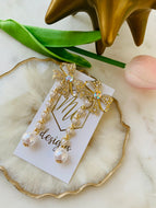 Bow Faux Pearls Jeweled earrings
