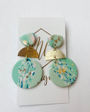 Aqua and Gold Clay Earrings