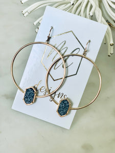 Gold Druzy circle earrings