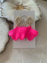 Hot Pink Petal Ginkgo Earrings