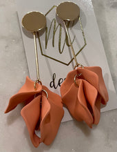 Gold Circle with Flower Petal Drop Earrings