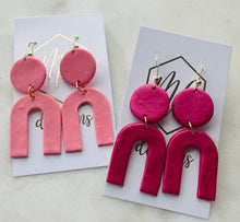 Pink and Red clay polymer earrings