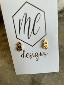 Sitting Cat Studs Gold Silver