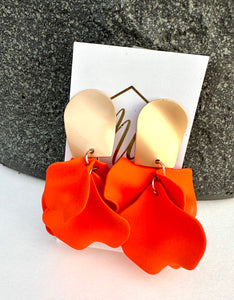 Gold Dangle Flower Petal Earring