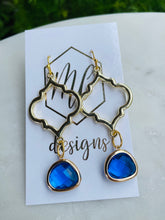 Colorful jeweled hoop dangle earrings