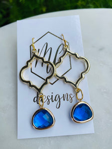 Colorful jeweled hoop dangle earrings