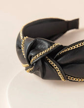 Black Leather Chain Adorned Headband