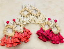 Large Rattan Tassel Earrings