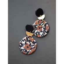 Black and Brown Clay Floral Earrings