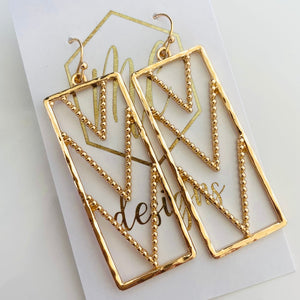 Rectangle Chevron Earrings gold and silver