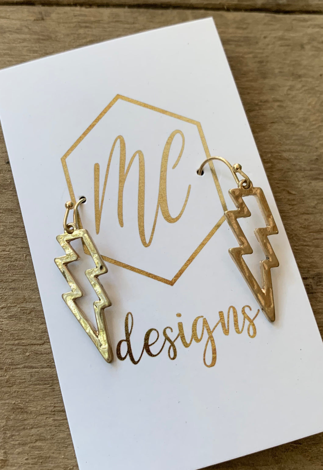 Small Hollowed Bolt Earrings Gold