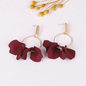 Circle Petal Earrings with Brush Gold Top