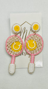 Tennis Racket Beaded Earrings