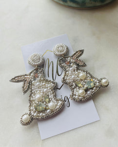 Bunny Seed Bead Earrings Easter