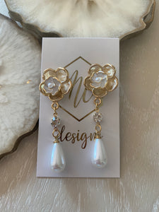 Dangling Metallic Flower Earrings