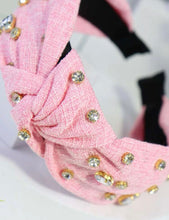 Pink Linen Jeweled Headband