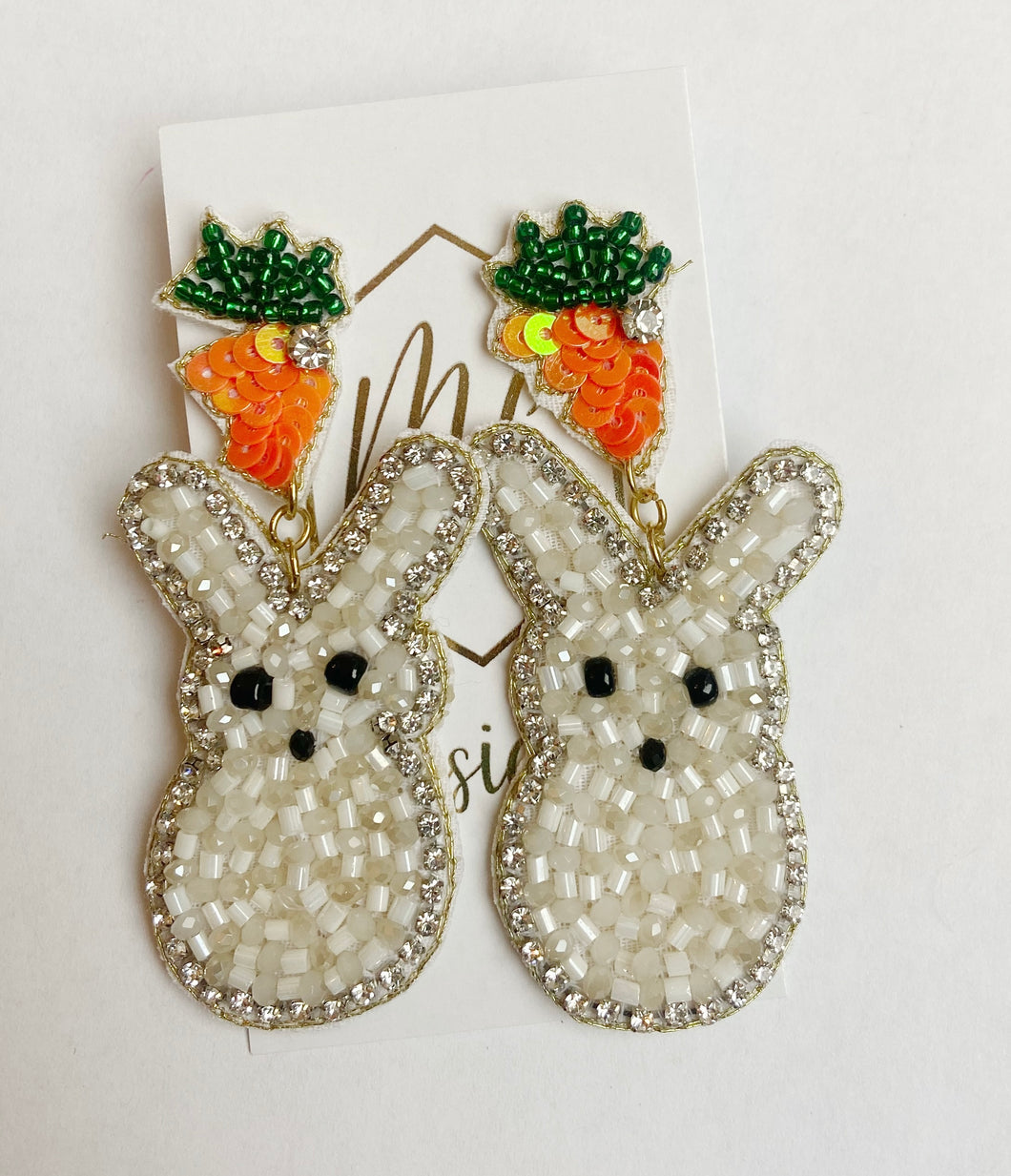 Beaded Easter Bunny Dangle Earring